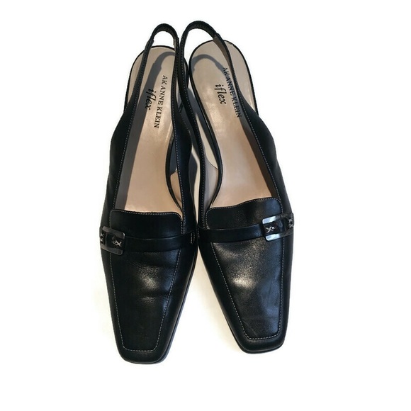 Anne Klein i-flex black leather slingback size 9 - Picture 2 of 7
